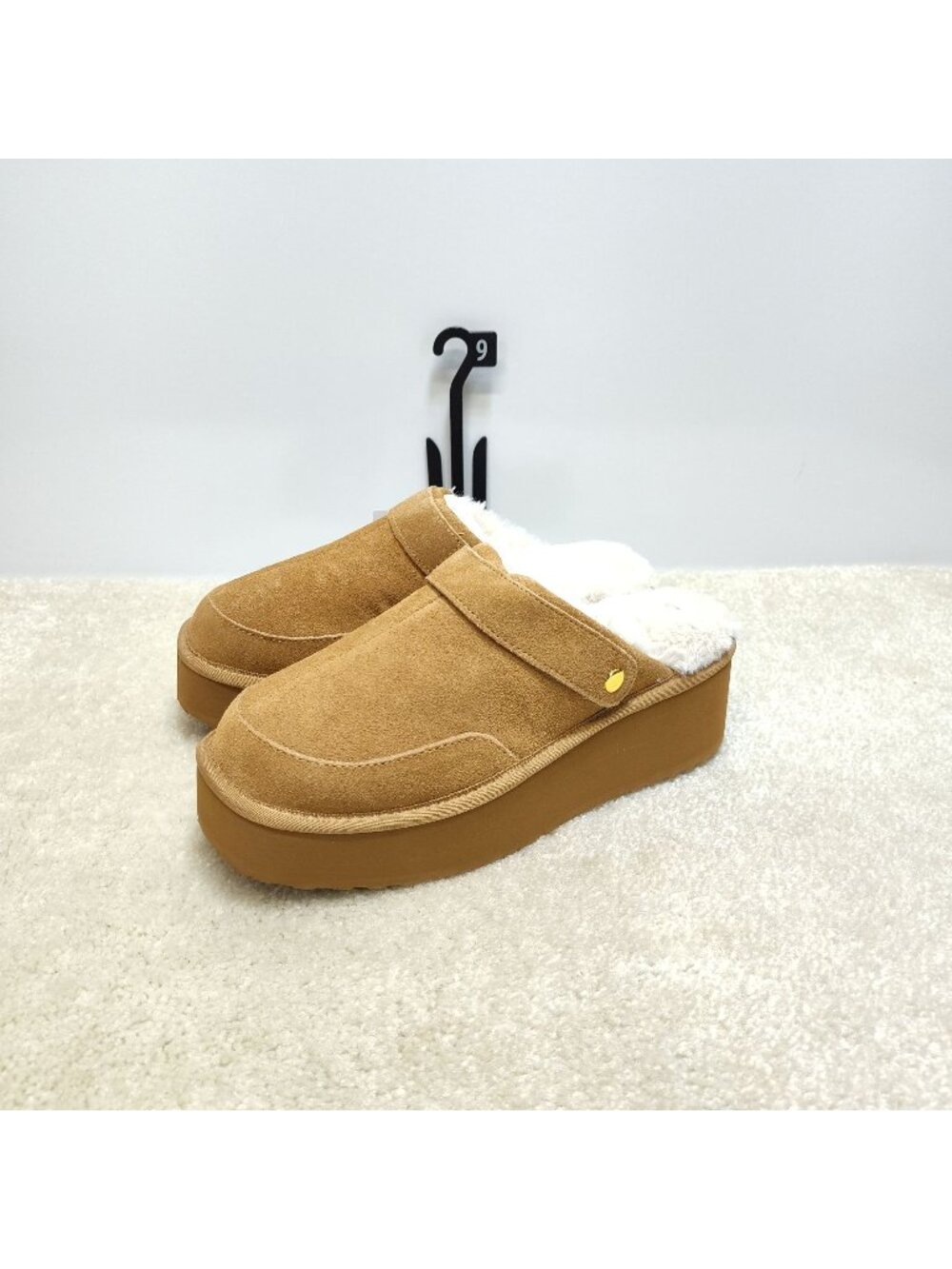 Joyspun Convert Clog Womens 9 Suede Platform Slippers Faux Fur Slides Mules NWT